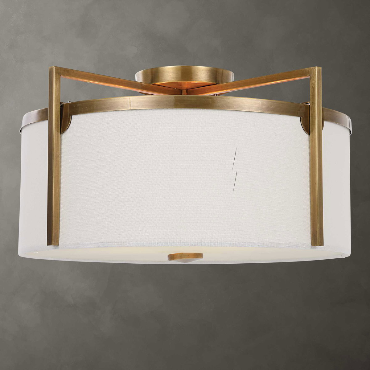 Colfax Brass 3 Light Semi Flush, by Uttermost, 1'9" width x 11.25" height x 1'9" diameter x 1'9" depth View 1
