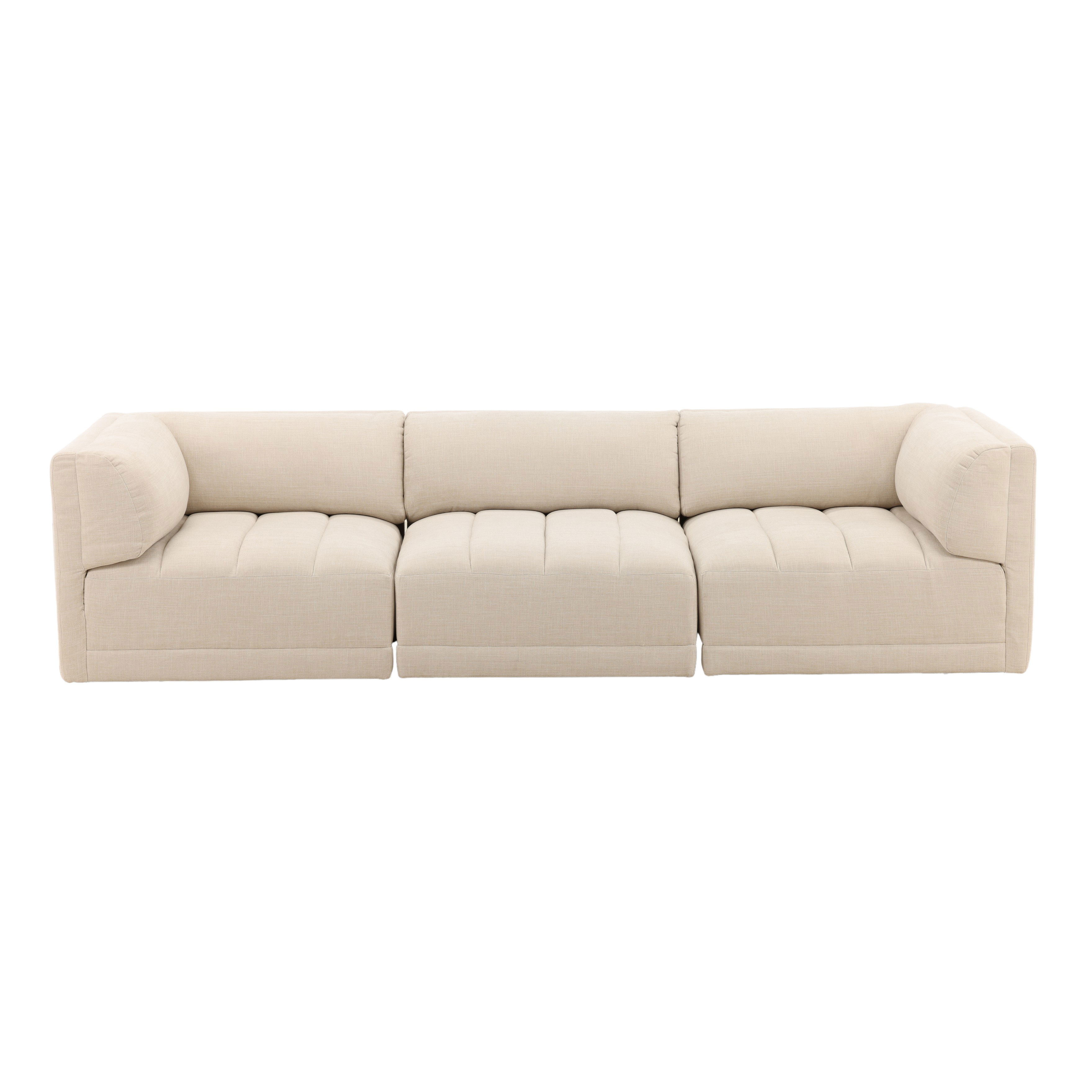 Magda Sofa Oatmeal C0, Sofas & Sectional by Dovetail, 113.5" width x 29.43" height x 40.5" depth View 2