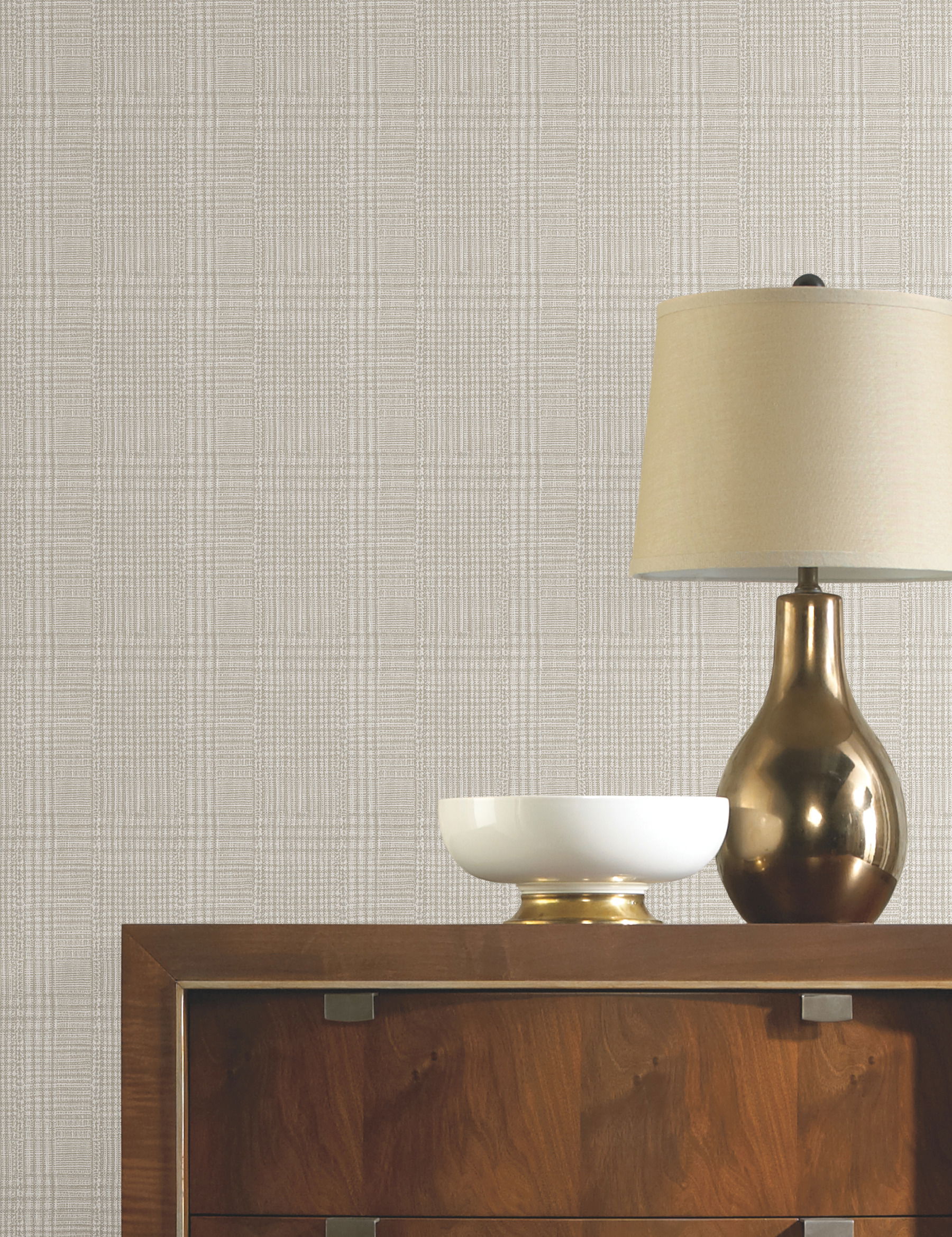 Shirting Plaid Off White Wallpaper, by York Wall, 27' length x 2'3" width x 0.02" depth View 2