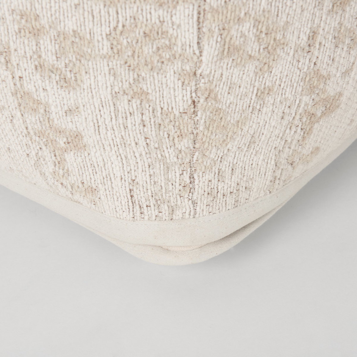 Khloe Small Cream Pouf, Ottoman by Mercana, 18" length x 18" width x 18" height View 9