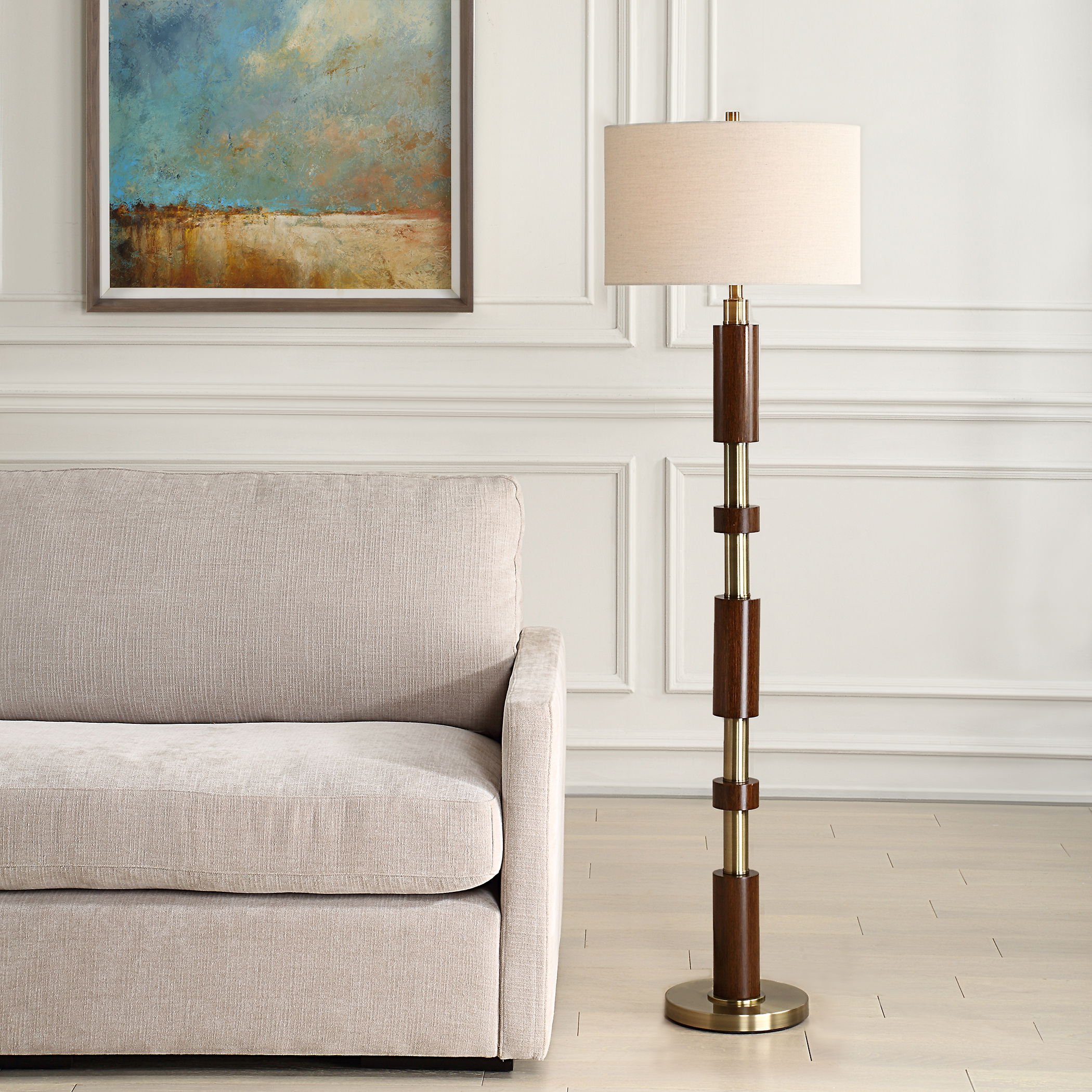 Stacked Wooden Floor Lamp large image 