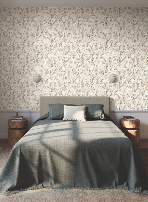 Avril Chinoiserie Coral Wallpaper
