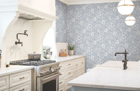 Modern Acanthus Wedgewood Blue Peel & Stick Wallpaper