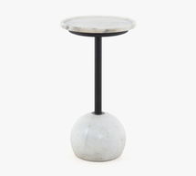 Online Designer Other Brunswick 10" Round Marble Accent Table, White