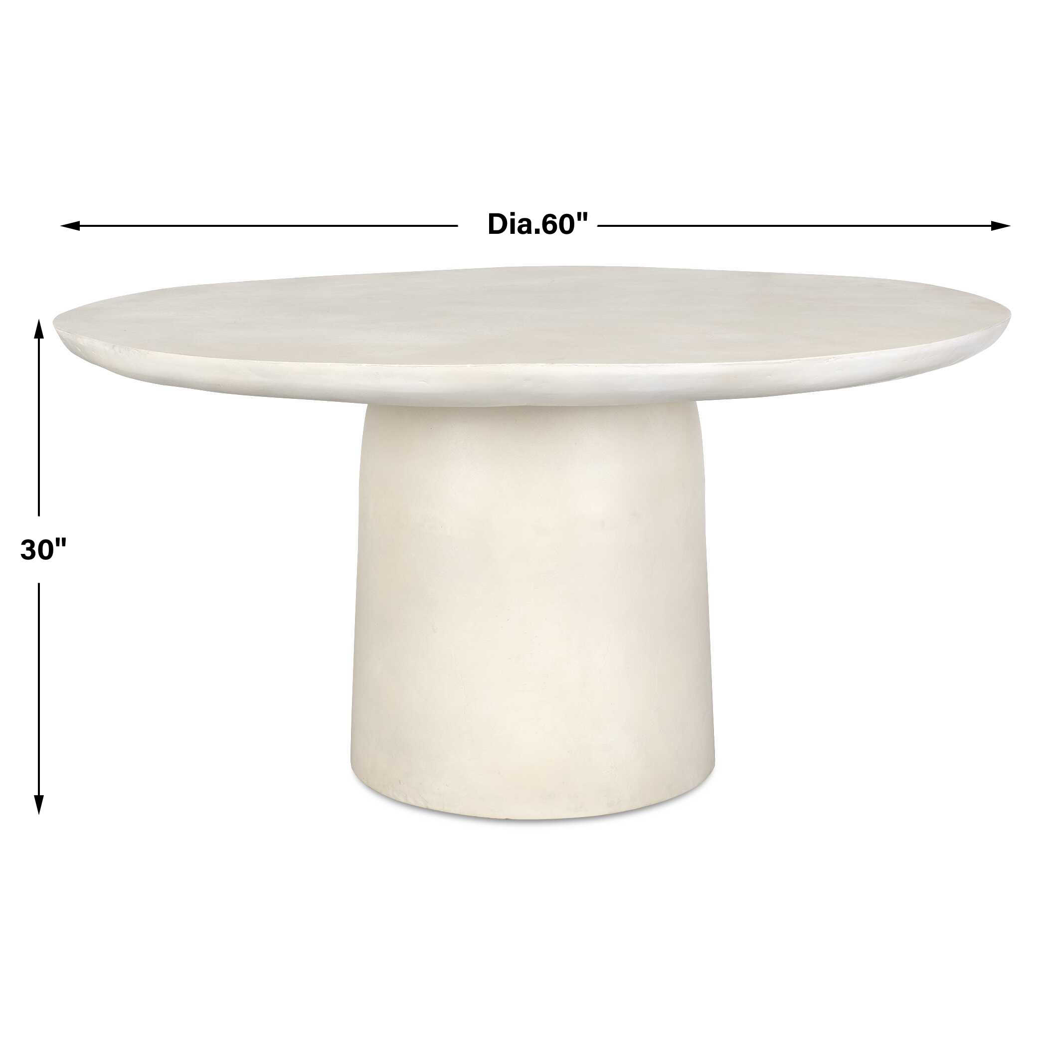 Madrone Warm White Outdoor Dining Table, Furniture by Uttermost, 60" width x 30" height x 60" depth View 3