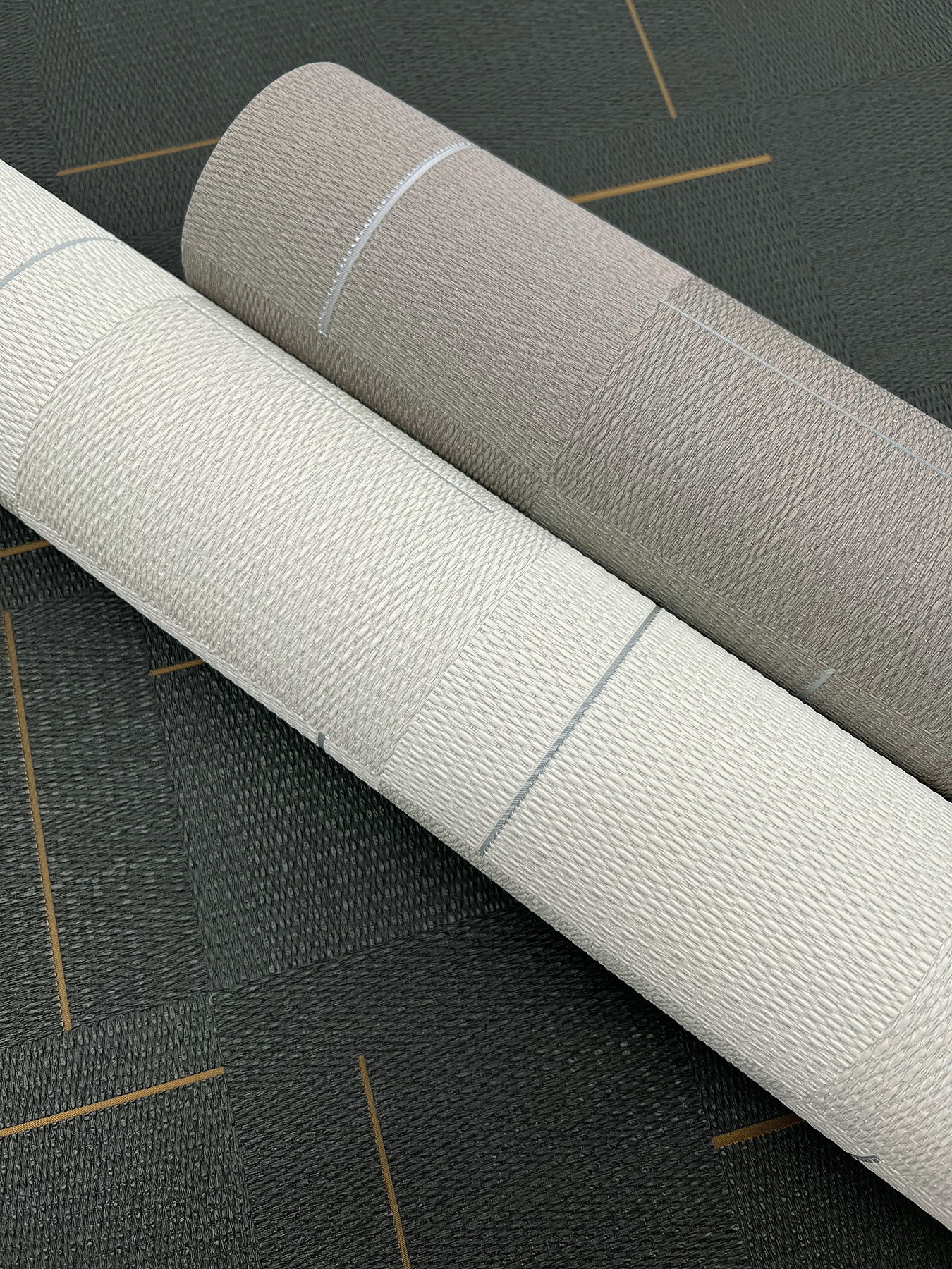 Geo Block Weave Taupe Wallpaper large image 