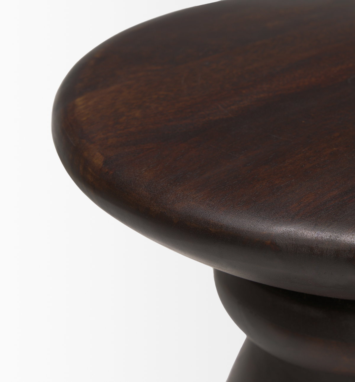 Palmera Dark Brown Wood Pedestal Accent Table, Side & End Table by Mercana, 16" length x 16" width x 17.5" height View 7