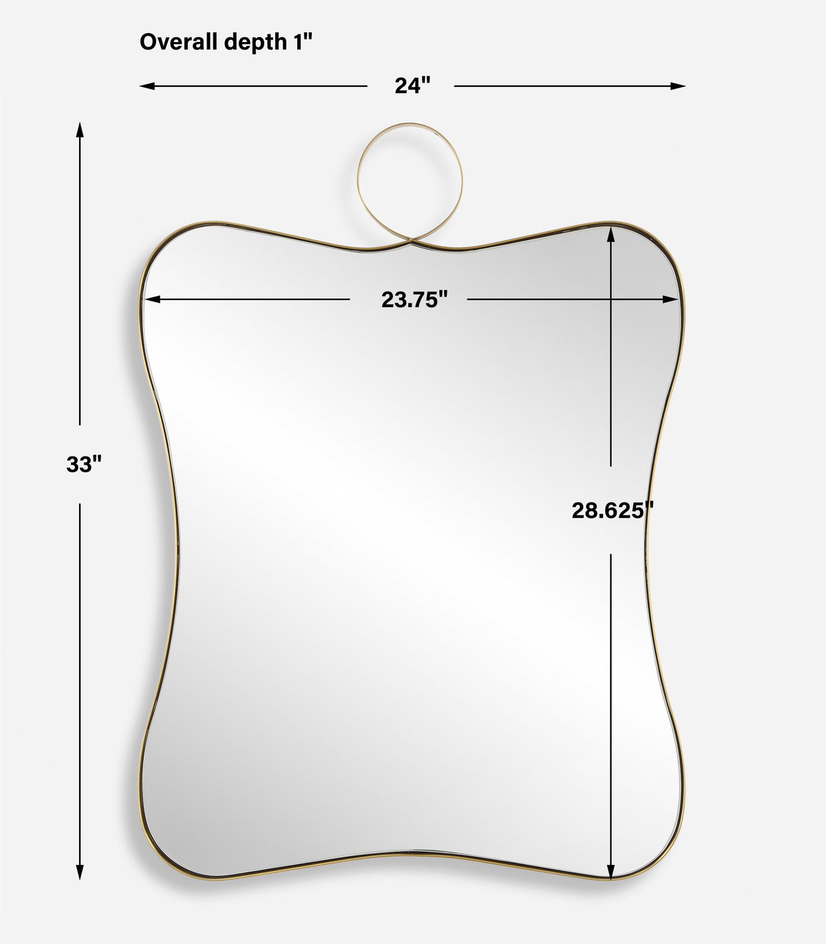 Talia Brass Vanity Mirror, by Uttermost, 2' width x 2'9" height x 1" depth View 3