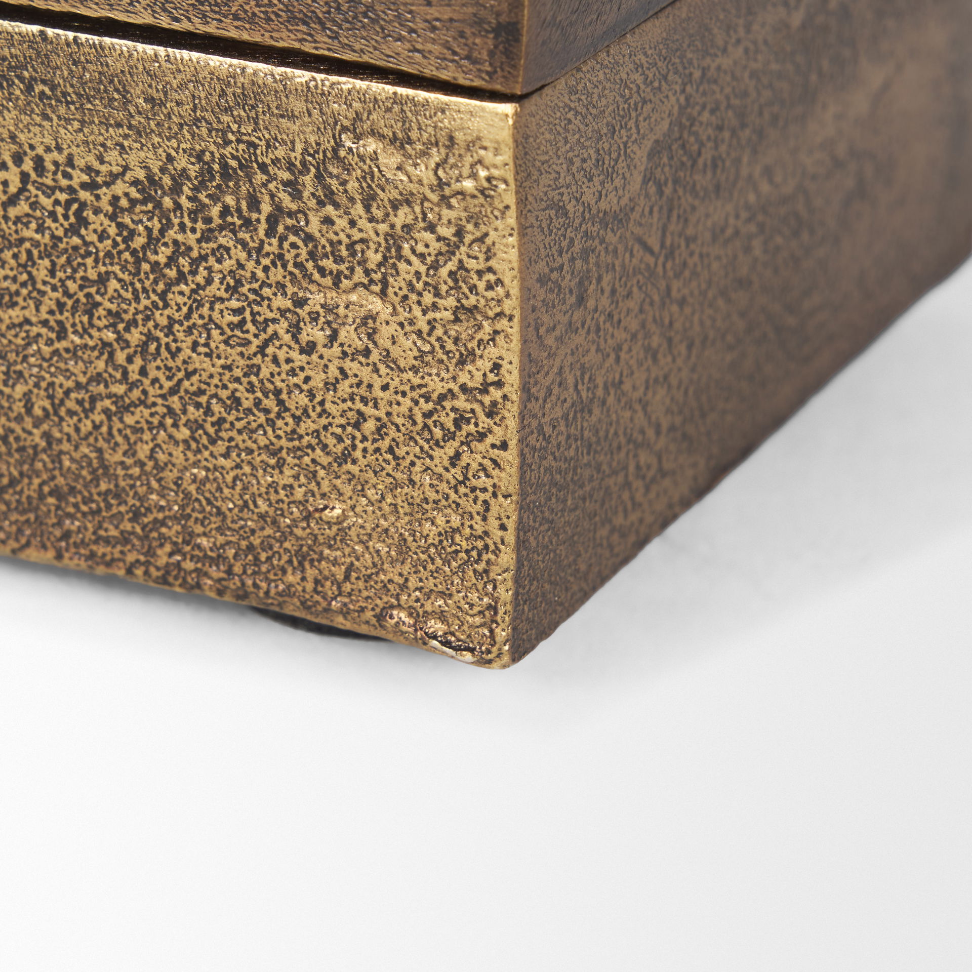 Porschia Small Antiqued Gold Metal Decorative Box, Boxe by Mercana, 7.87" length x 4" width x 2.75" height View 13