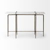 Pinera III 49L x 17W White Marble Top Gold-Toned Iron Base Console Table thumbnail 2