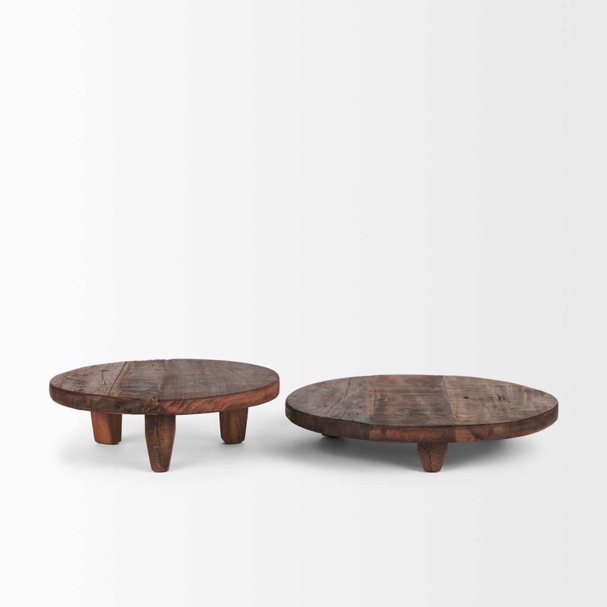 Iza Medium Brown Wooden Riser (Set of 2), Decorative Tray by Mercana, 11.75" length x 11.75" width x 2.25" height View 3