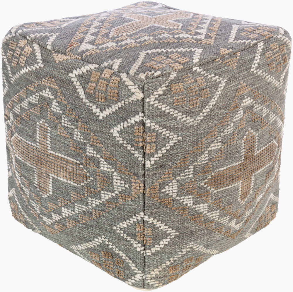 Nobel Pouf, Ottoman by Surya, 18" width x 18" height