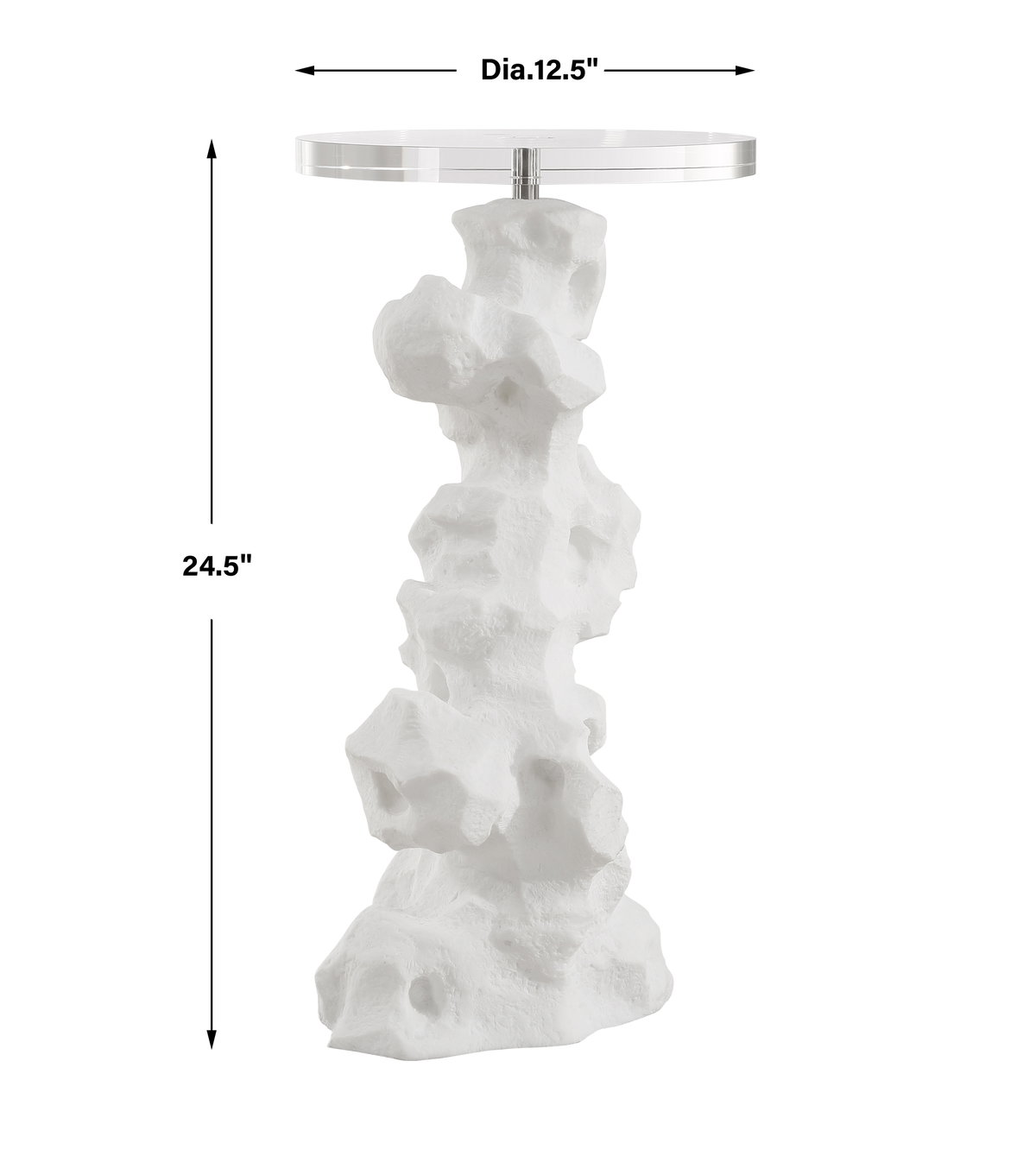 Remnant White Stone Drink Table, Side & End Table by Uttermost, 12.5" width x 24.5" height x 12.5" depth View 3