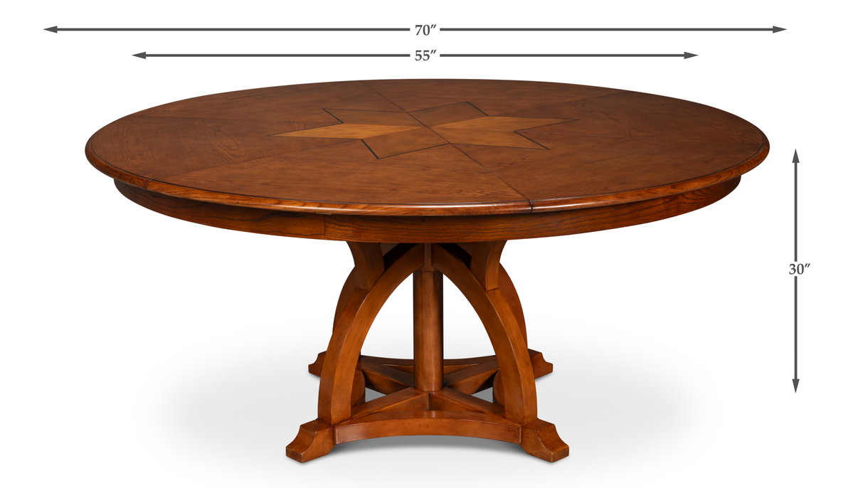 Austin Jupe Dining Table Medium Walnut, by Sarreid, 4'7" length x 4'7" width x 2'6" height View 13