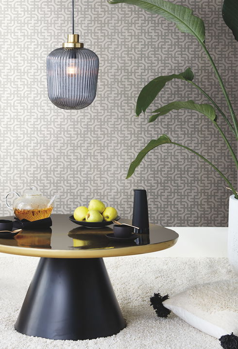 Dynastic Lattice White Wallpaper