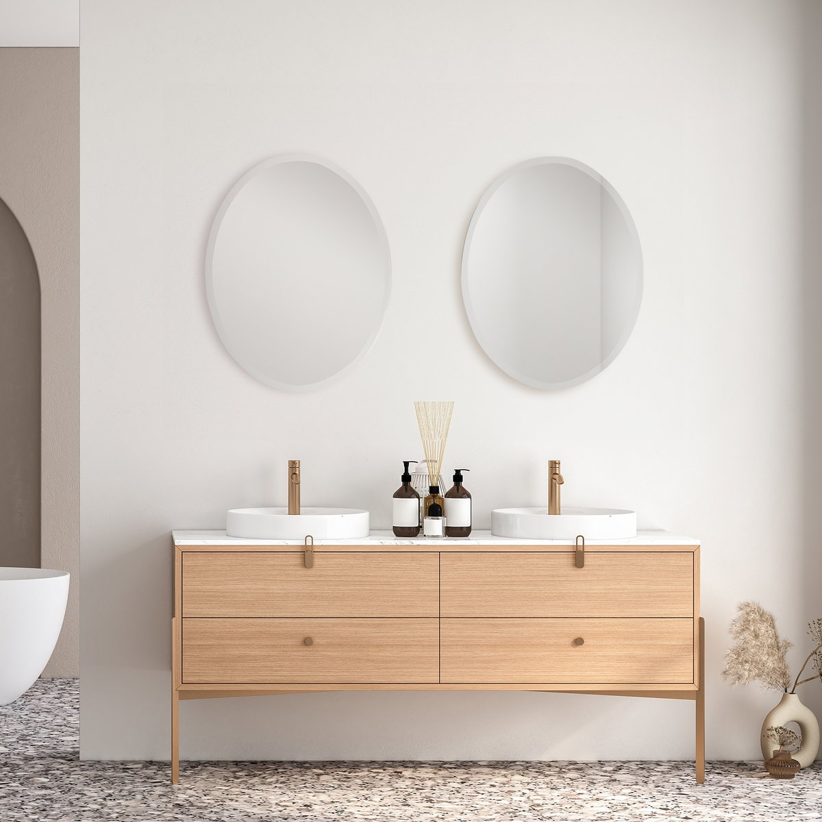Frameless Vanity Oval Mirror, by Uttermost, 1'10" width x 2'4" height x 0.5" depth View 2