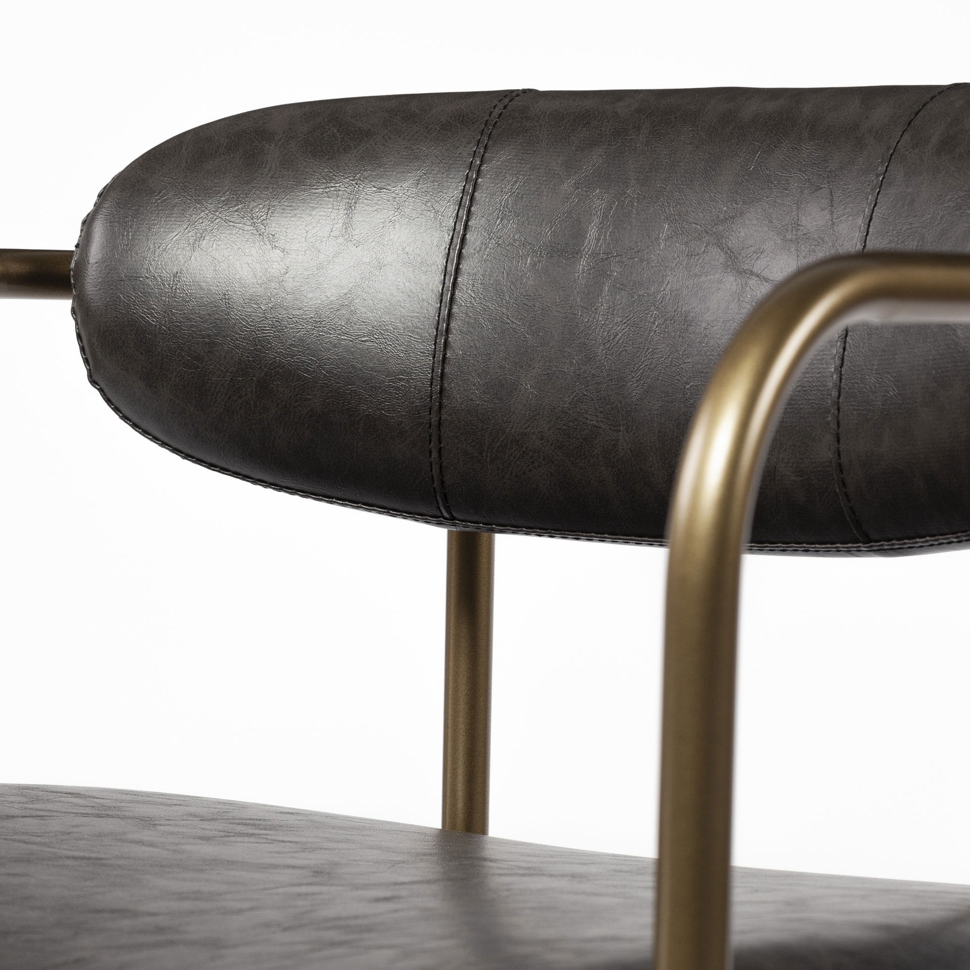 Parker Brown Faux Leather Seat Gold Metal Counter Stool large image 