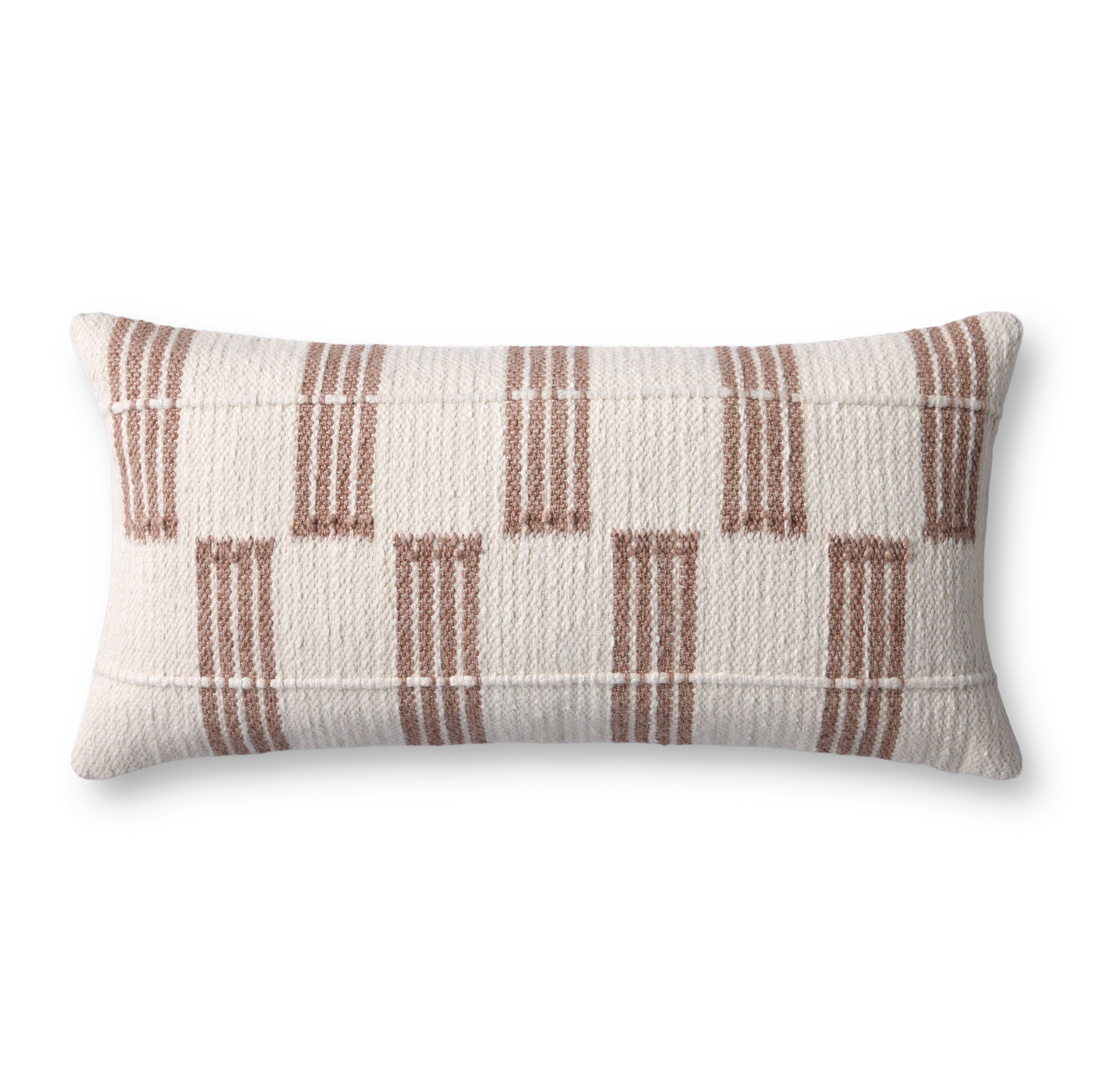 Loloi Brown Pillow, Decorative Pillow, 12" length x 27" width View 1