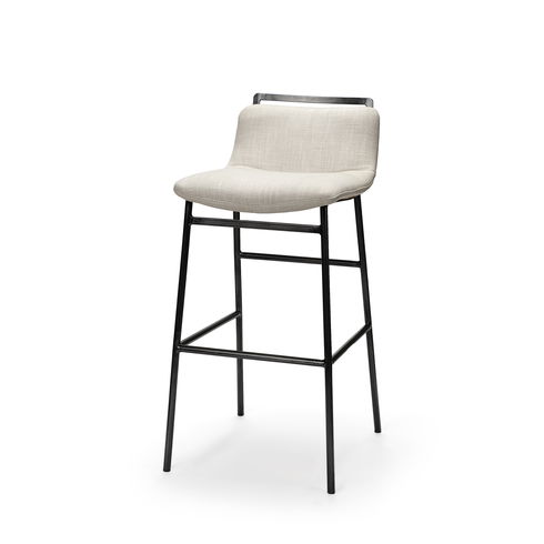 Kavalan 33.5" Total Height Beige Upholstered Seat Gray Metal Frame Counter Stool