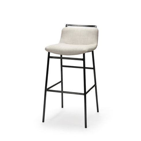 Kavalan Low Back 24.25in Seat Counter Stool | Beige Fabric with Metal