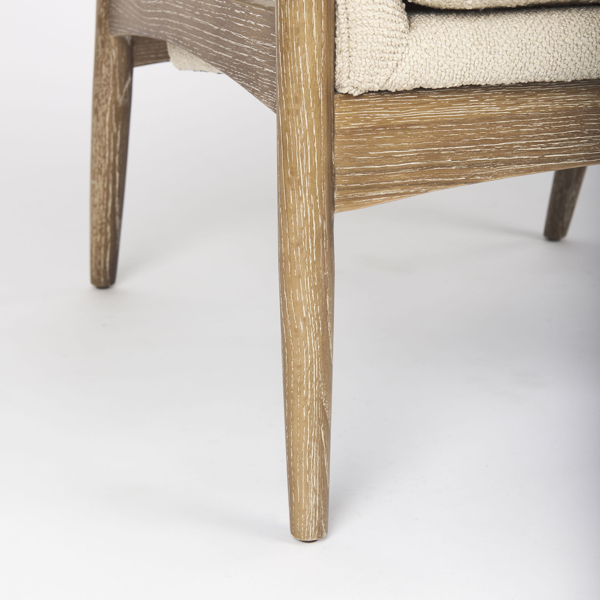 Westan Cream Boucle Fabric with Light Brown Wood Accent Chair large image 