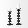 Candelero I Small Black Metal Grooved Table Candle Holder, Candles & Candle Holder by Mercana, 5.51" length x 5.51" width x 13.19" height thumbnail 4