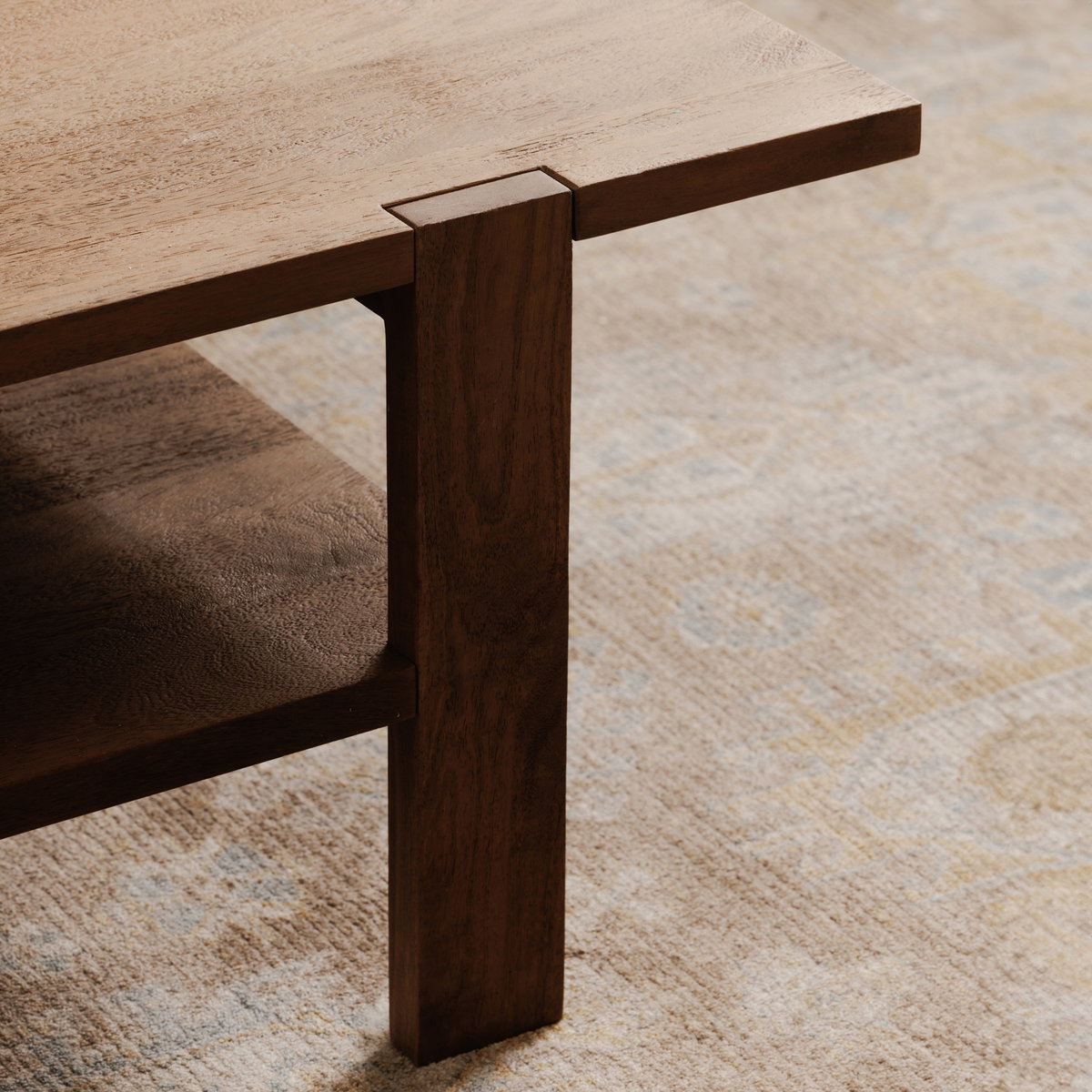 Workshop Coffee Table Vintage Brown, by Moe's Home, 54" width x 16" height x 26" depth View 9