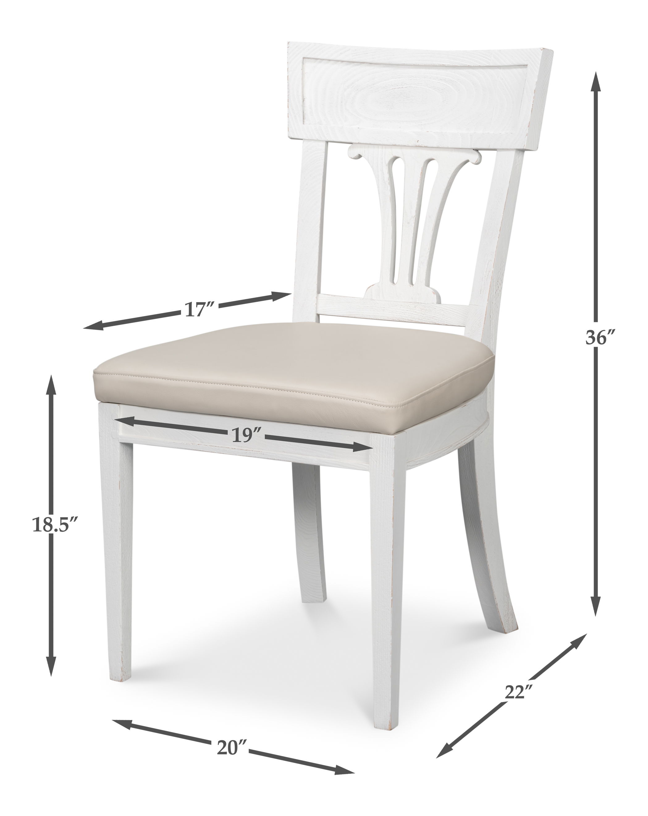 Bondi Bungalow Dining Chair, by Sarreid, 20" length x 22" width x 36" height View 13