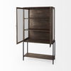 Arelius 36L x 18W x 63H Medium Brown Wood with Black Metal Base Display Cabinet thumbnail 6
