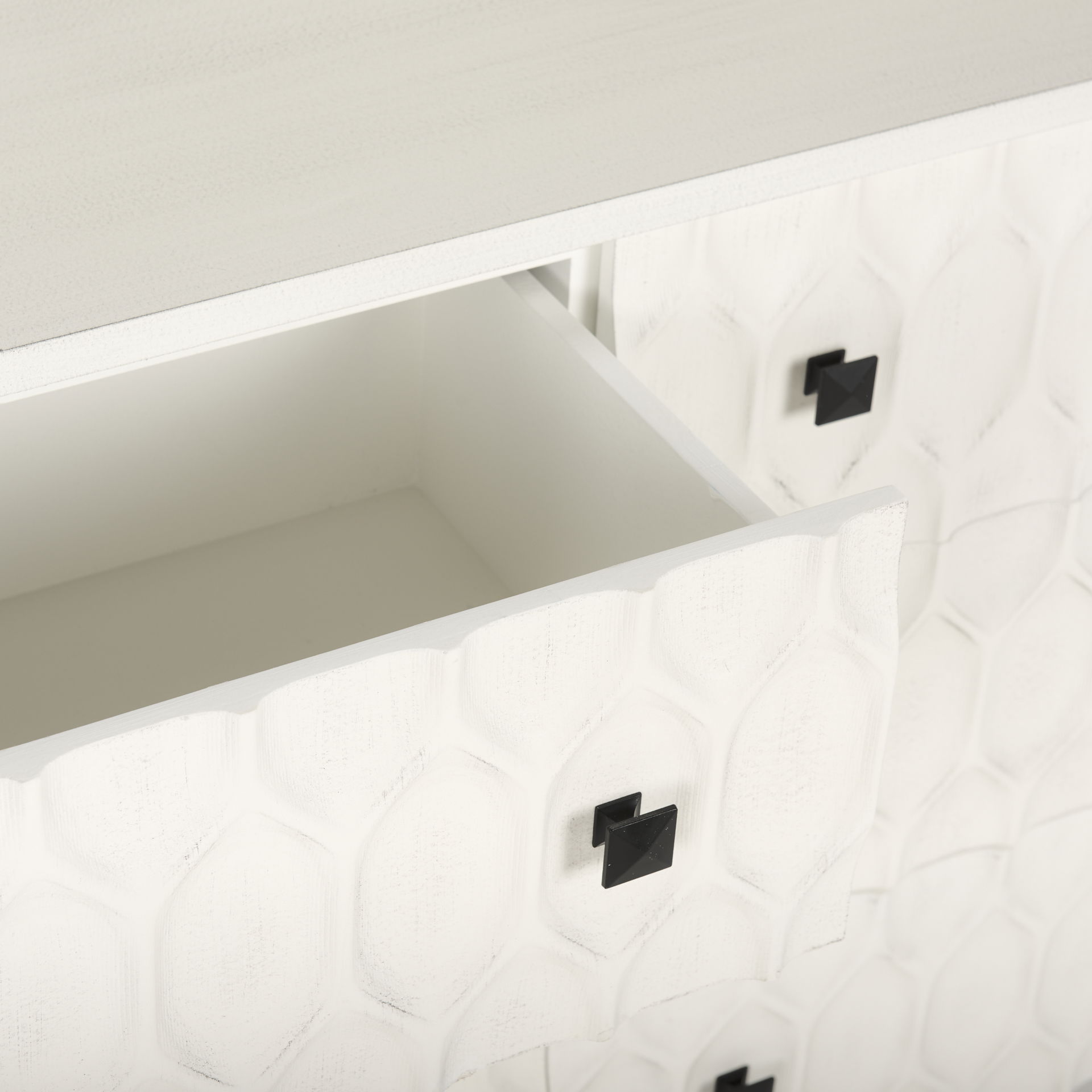 Savannah White Fir Veneer with Gray Metal 6-Drawer Sideboard, Sideboards & Buffet by Mercana, 62.6" length x 15.75" width x 31.5" height View 10