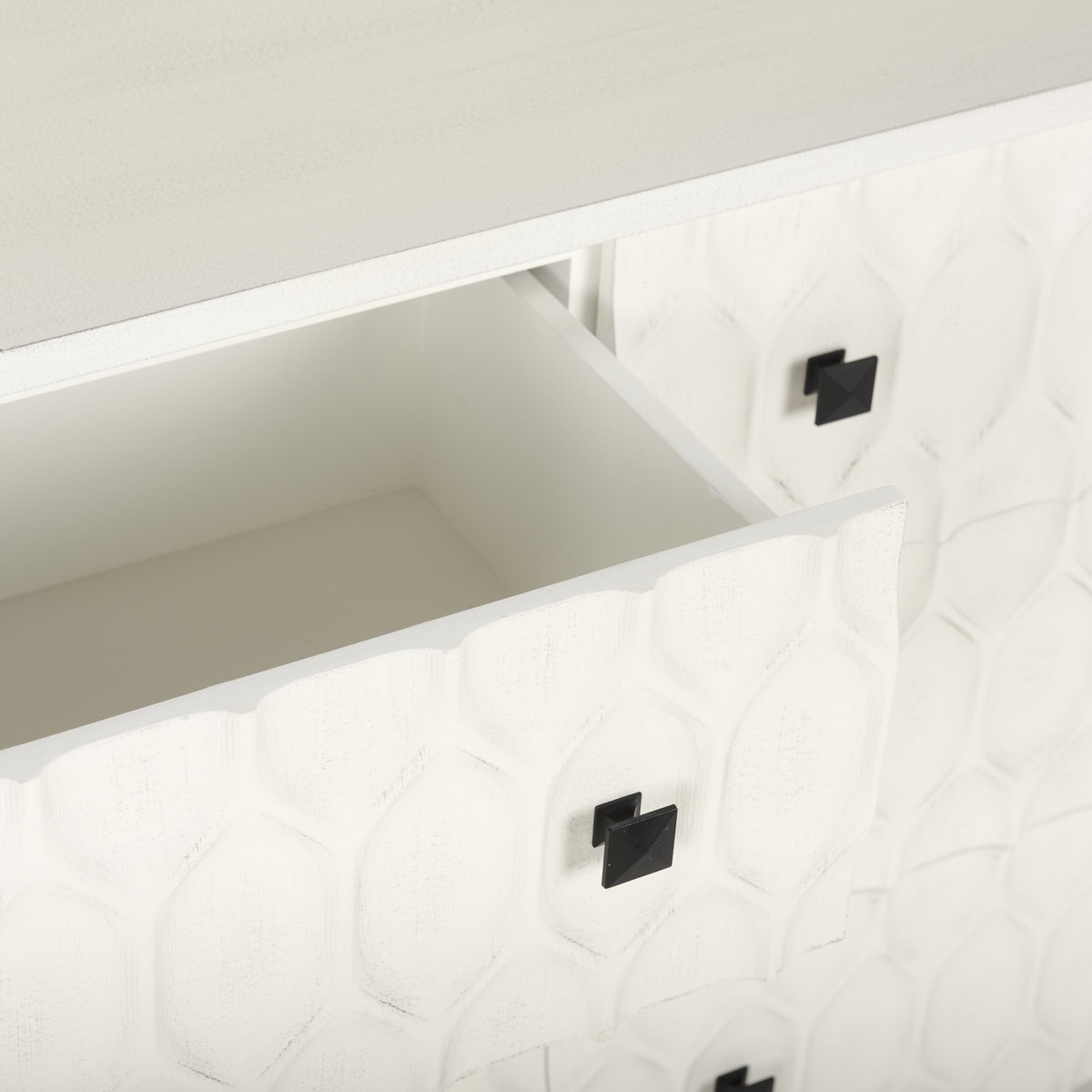 Savannah White Fir Veneer with Gray Metal 6-Drawer Sideboard, Sideboards & Buffet by Mercana, 62.6" length x 15.75" width x 31.5" height View 10