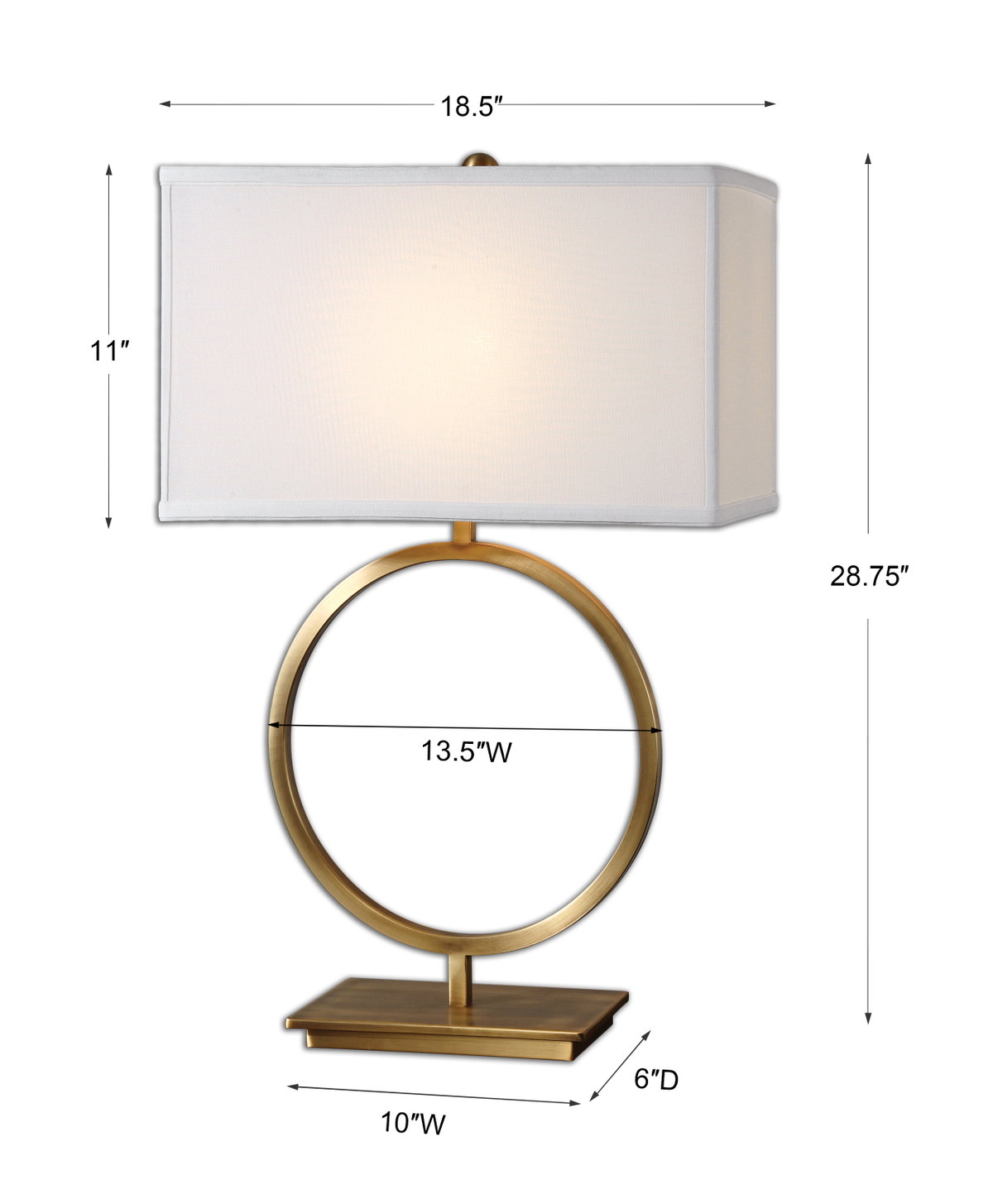 Duara Circle Table Lamp, by Uttermost, 18.5" width x 28.75" height x 9.5" depth View 3