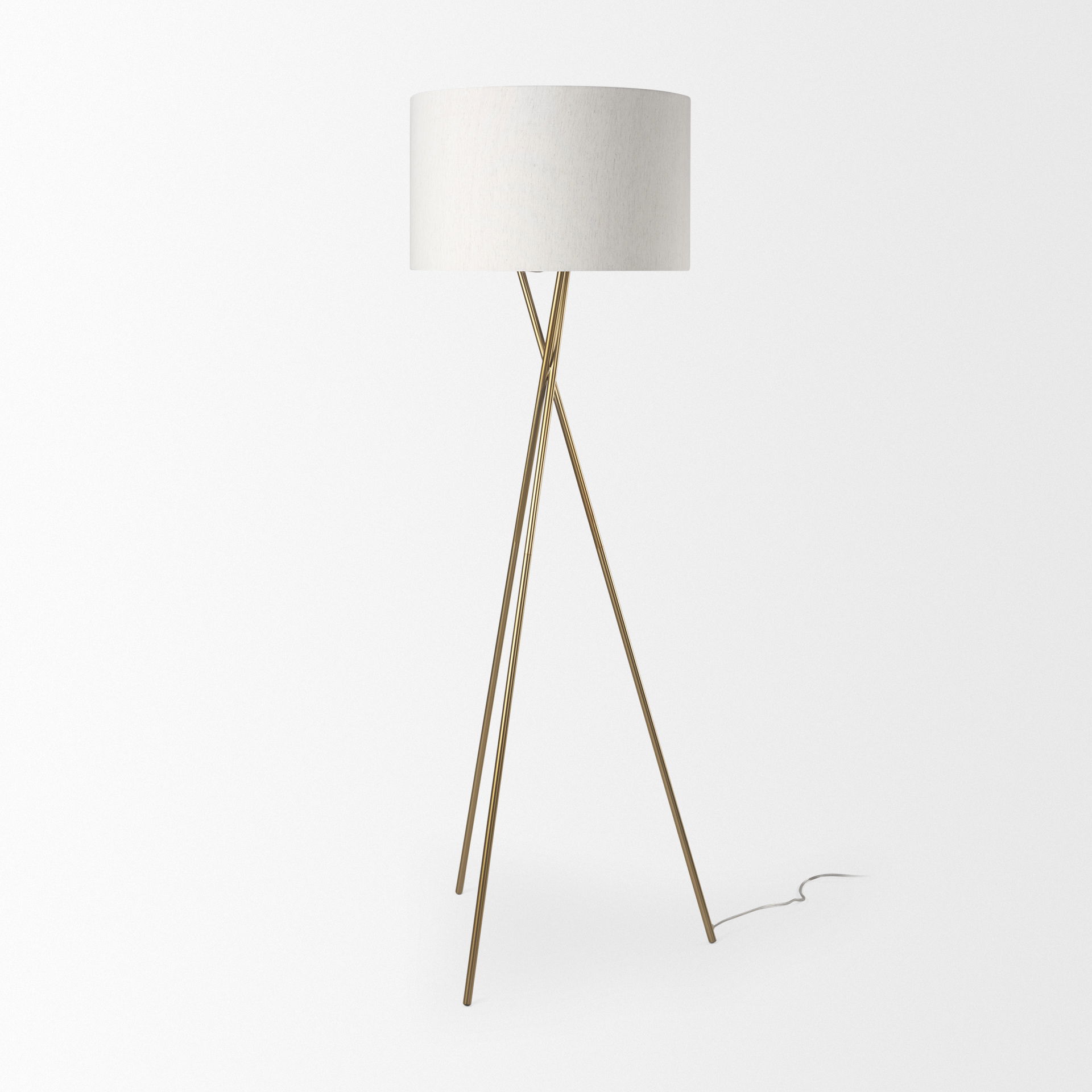 Ambrose  Gold Metal with Cream Fabric Shade Floor Lamp, by Mercana, 20" length x 20" width x 61.75" height View 8