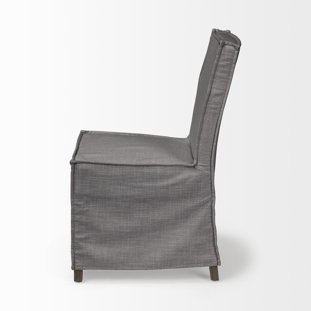 Elbert Solid Back Dining Side Chair | Grey Fabric with Brown Wood, Dining Chair by Mercana, 19.25" length x 21.75" width x 35.25" height View 8