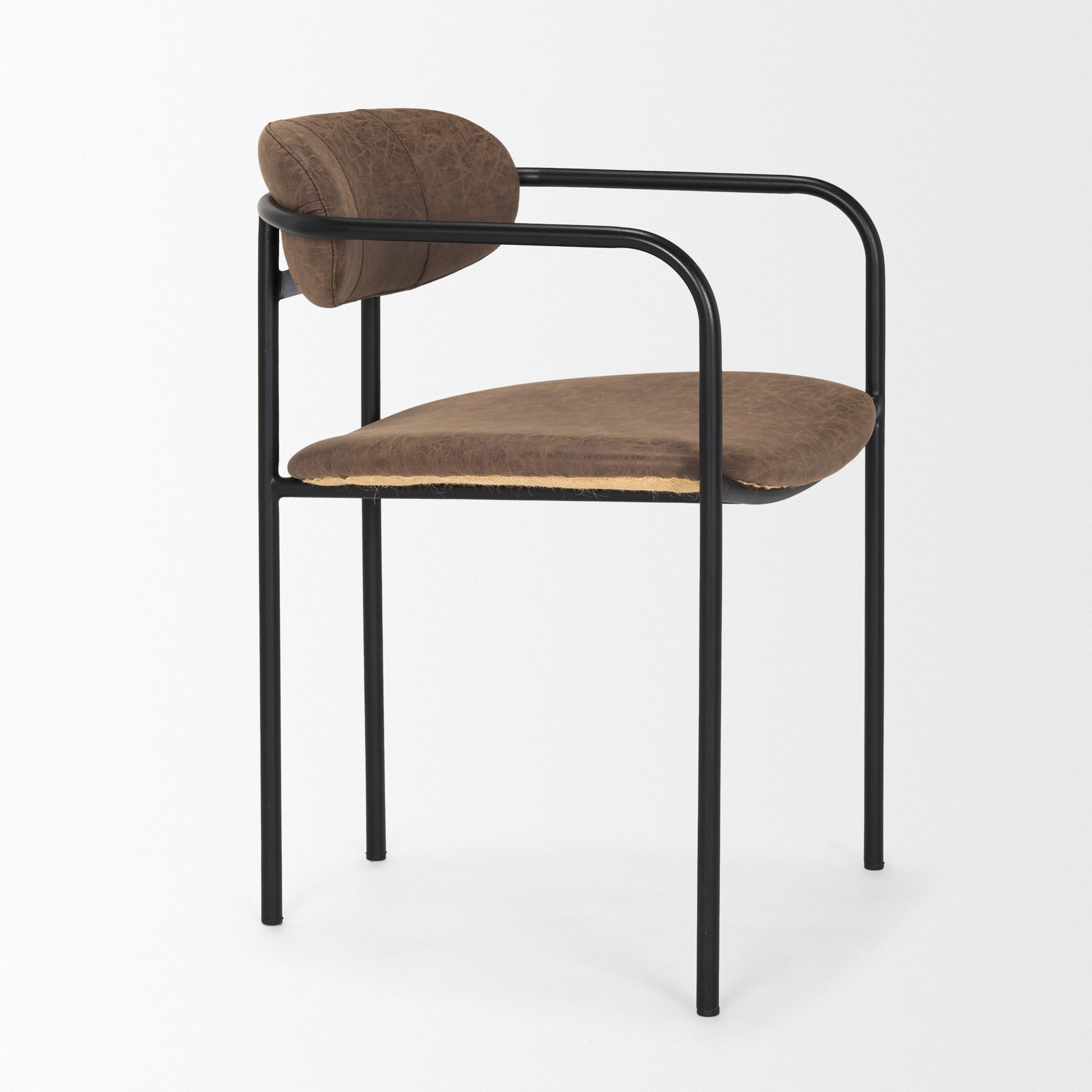 Parker Muted Brown Faux Leather with Black Metal Dining Chair large image 