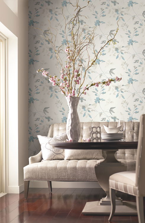 Linden Flower Spa Blue Peel & Stick Wallpaper