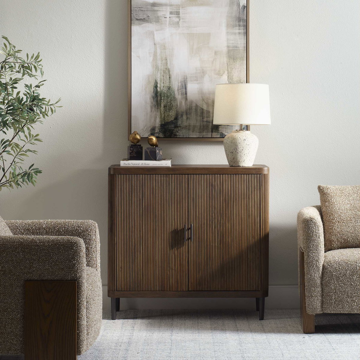 Pinstripe Tambour 2 Door Cabinet, Furniture by Uttermost, 36" width x 34.25" height x 14" depth View 2
