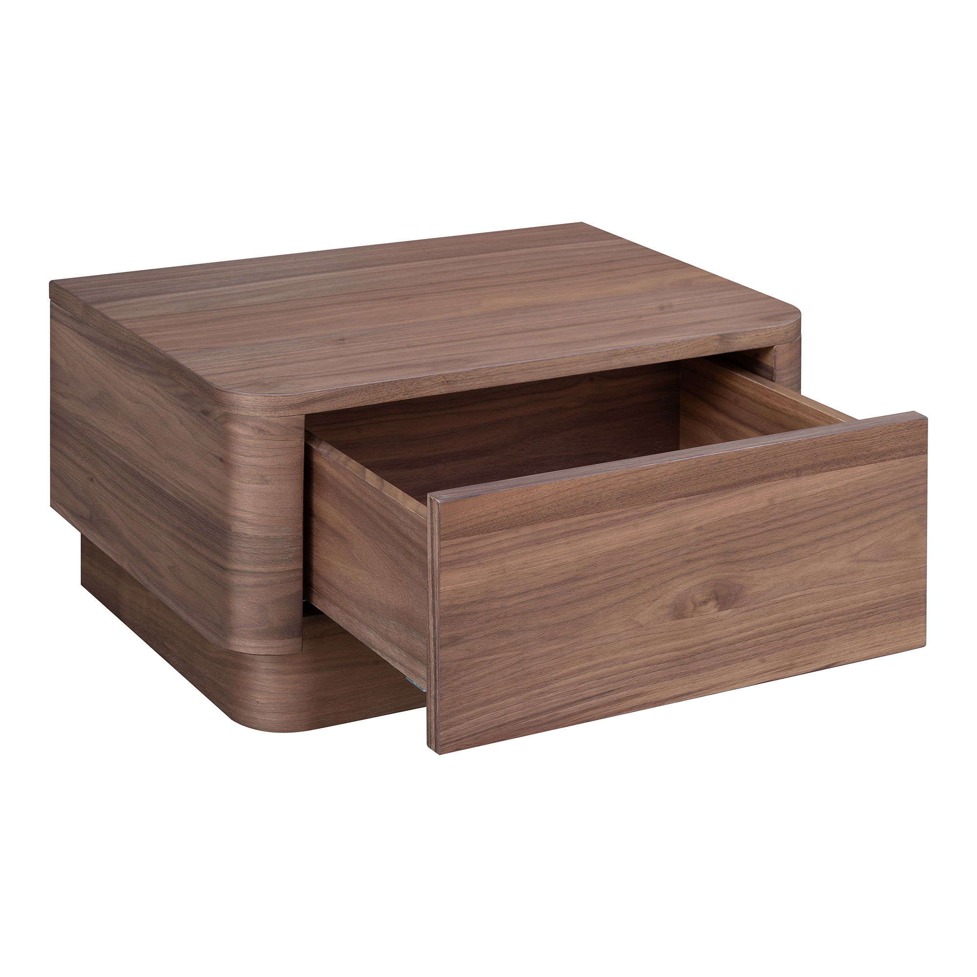 Round Off Small Nightstand Walnut, by Moe's Home, 20" width x 11" height x 15" depth View 3