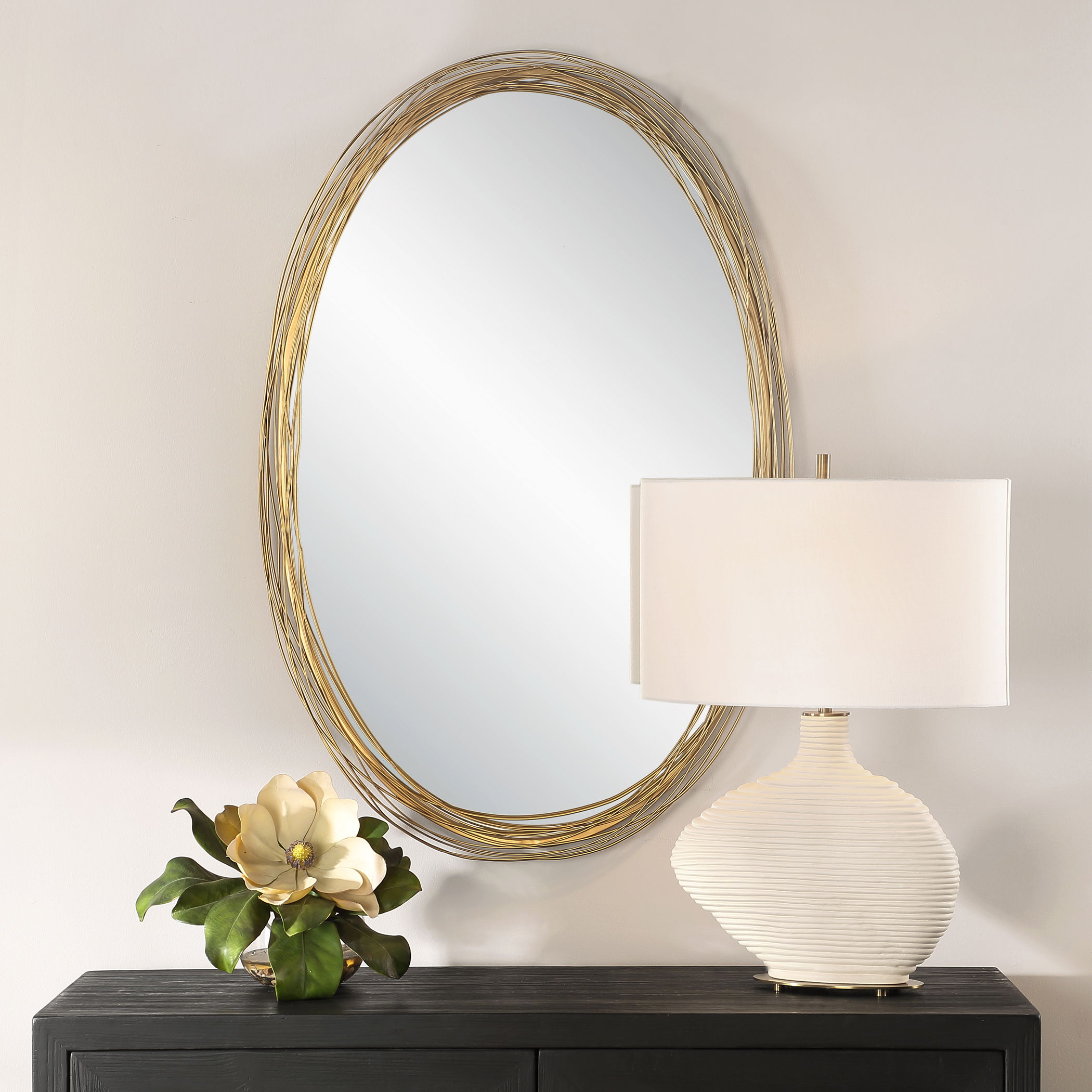 Gillian Oval Mirror, by Uttermost, 26" width x 38.75" height x 1.25" depth View 2
