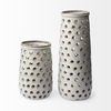 Canasta Small Rustic White Ceramic Cylindrical Vase, by Mercana, 7.5" length x 7.5" width x 11.5" height thumbnail 3