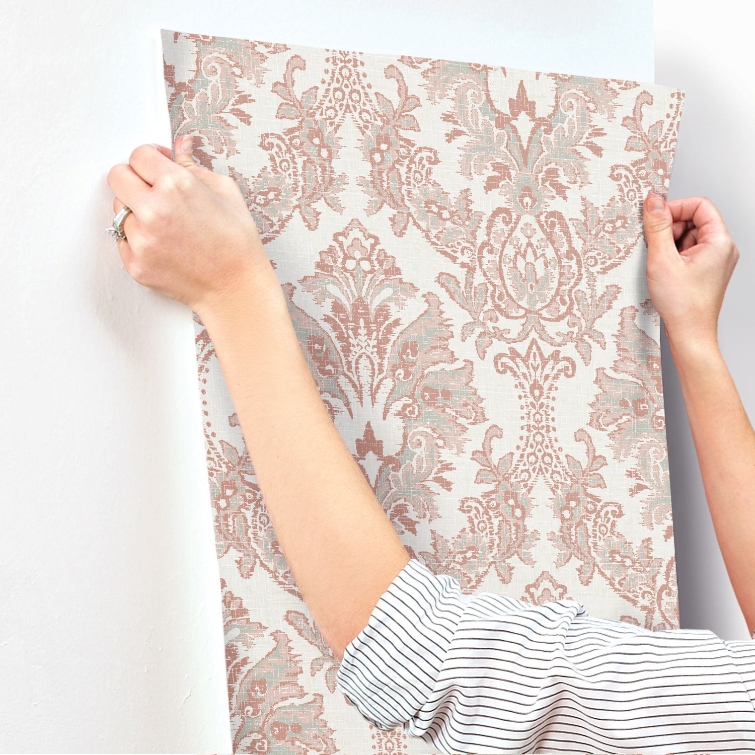 Bold Brocade Tan & Grey Wallpaper large image 