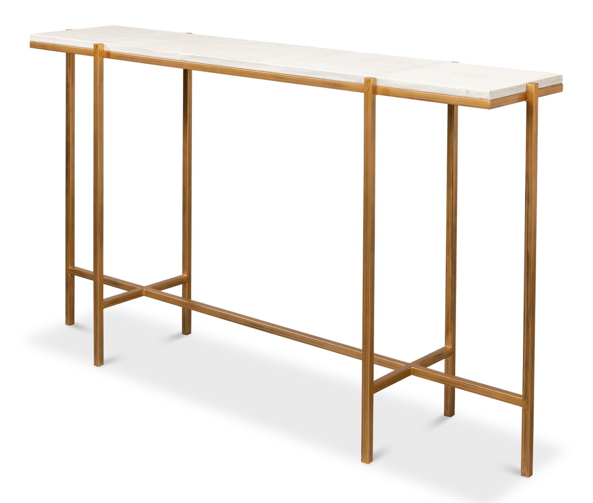 Shagreen Console Table  Osprey White, by Sarreid, 1'2" length x 5' width x 2'10" height View 9