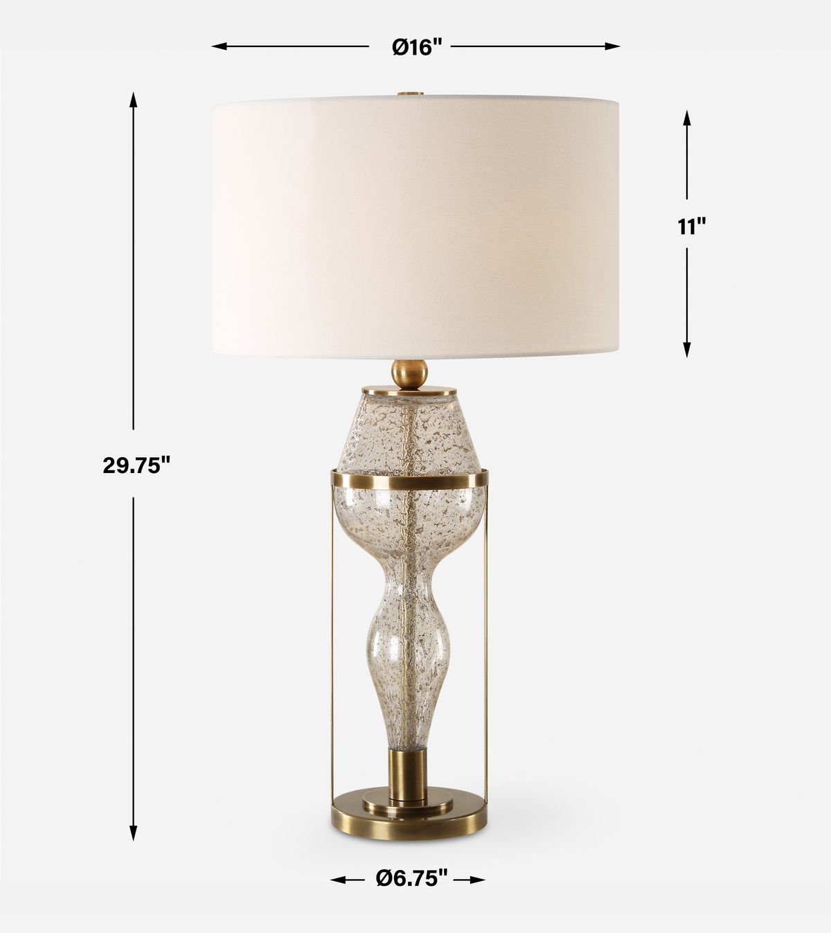 Out Of Time Seeded Glass Table Lamp, by Uttermost, 16" width x 29.75" height x 16" depth View 3