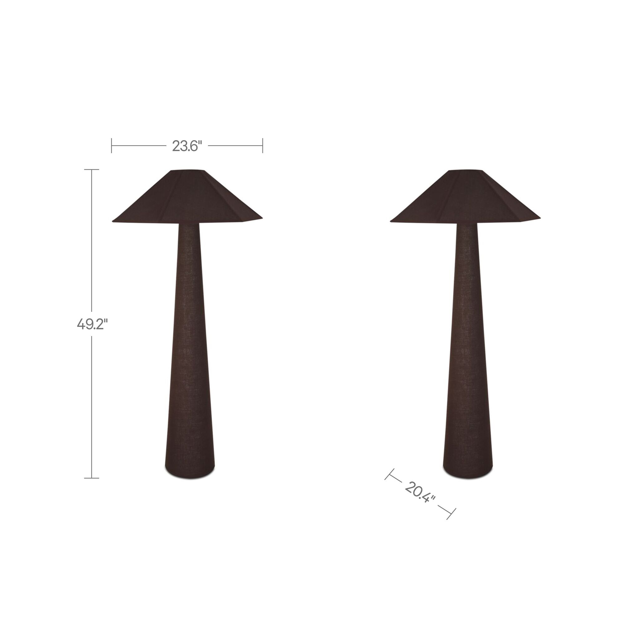 Gigi Floor Lamp Dark Brown, by Moe's Home, 23.62" width x 49.21" height x 20.47" depth View 4