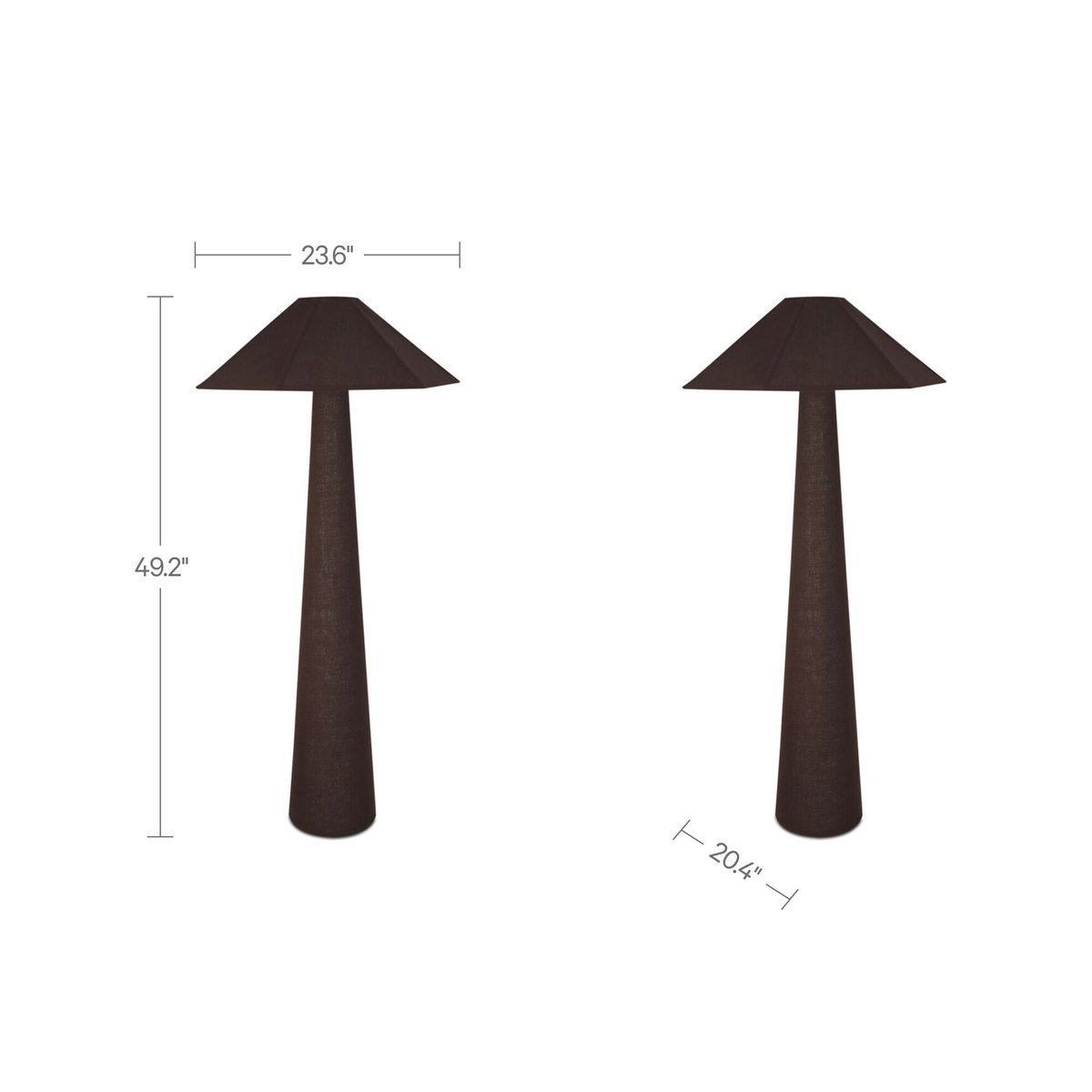 Gigi Floor Lamp Dark Brown, by Moe's Home, 23.62" width x 49.21" height x 20.47" depth View 4