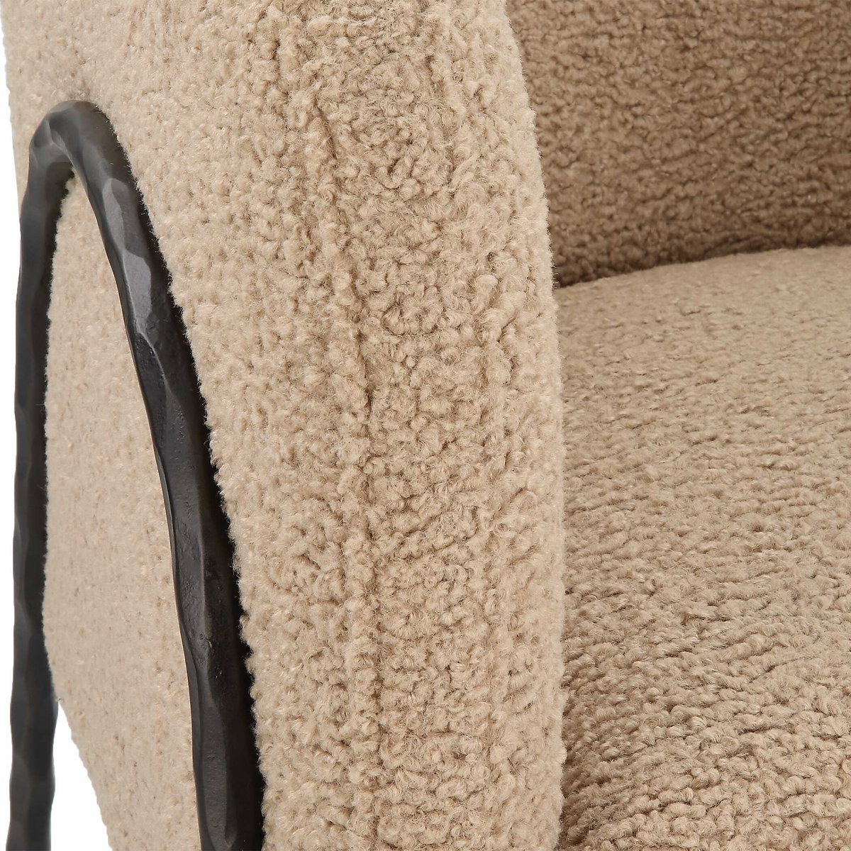 Jacobsen Tan Shearling Barrel Chair, Accent Chair by Uttermost, 28" width x 29" height x 27" depth View 5