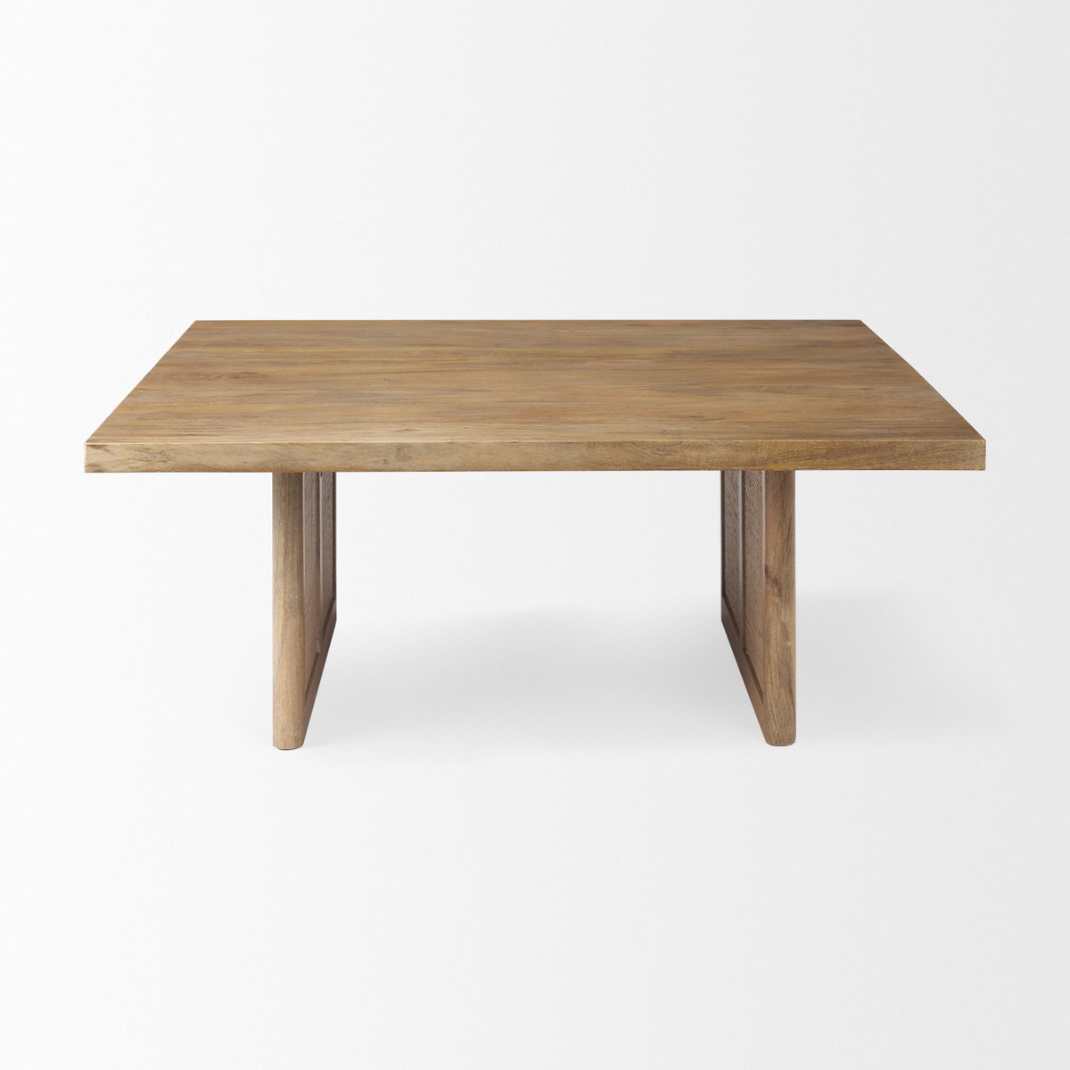 Grier 42' Square Light Brown Wood with Cane Coffee Table, by Mercana, 42" length x 42" width x 17" height View 5