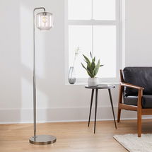 Online Designer Bedroom Sculptural Floor Lamp Polished Nickel Clear Glass Pebble (58")