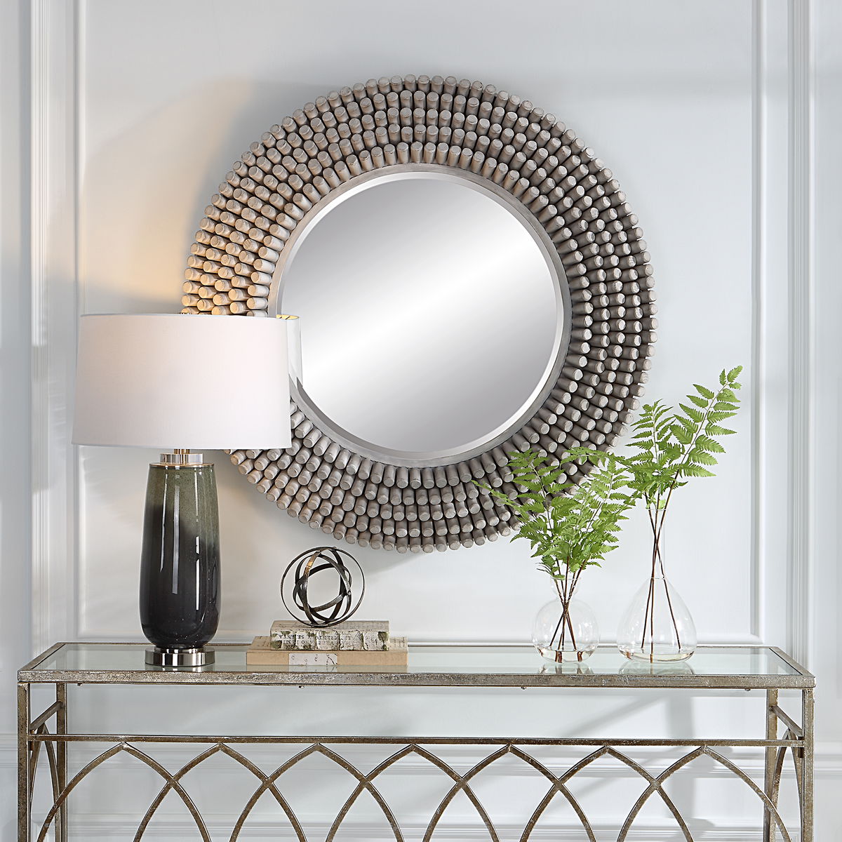 PORTSIDE ROUND MIRROR, GRAY, by Uttermost, 39.75" width x 39.75" height x 3" depth View 2