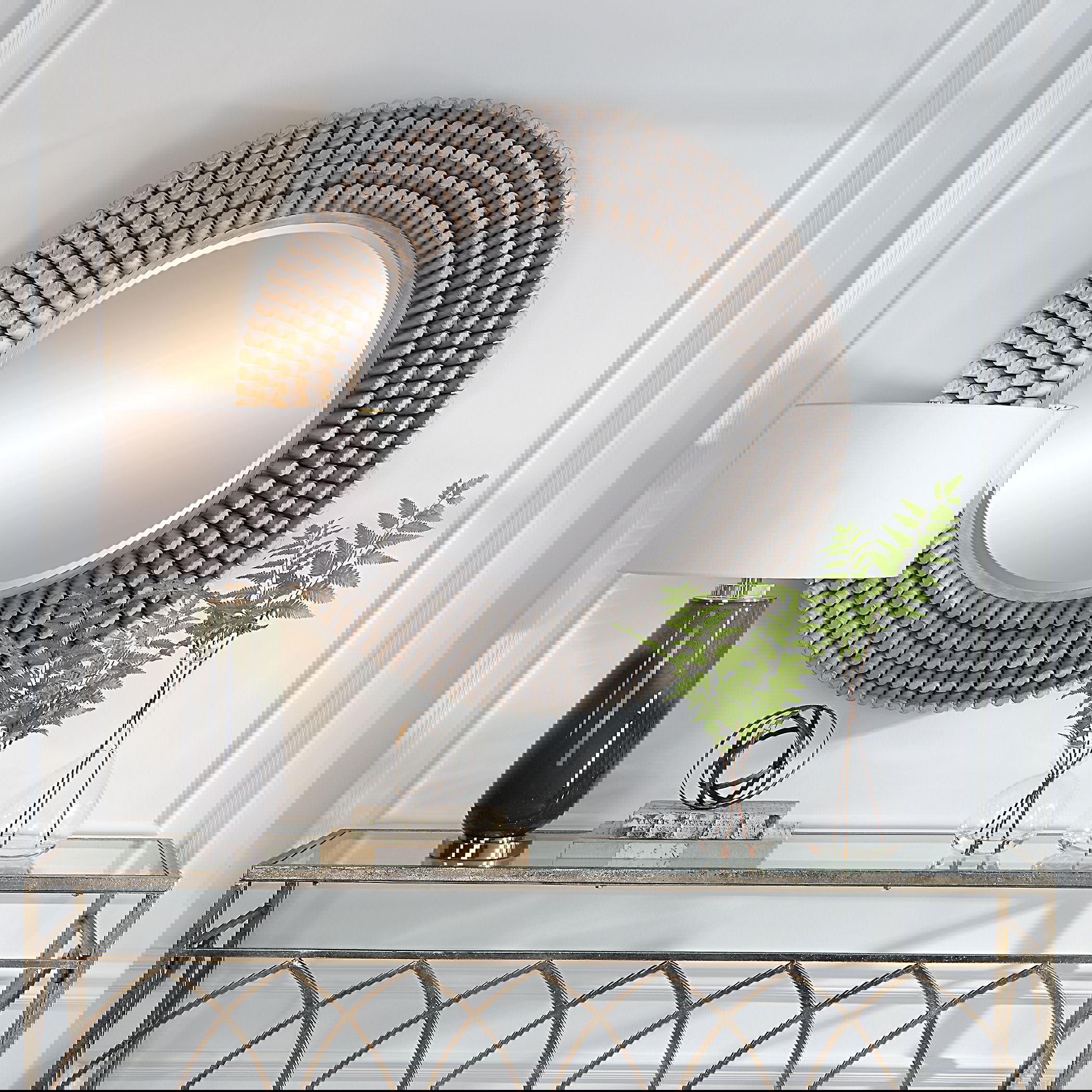 Portside Round Gray Mirror, by Uttermost, 39.75" width x 39.75" height x 3" depth View 2